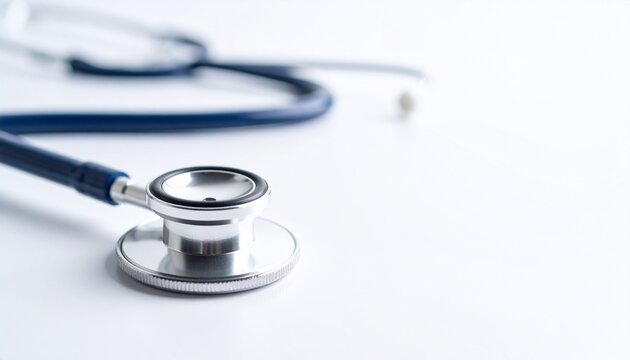 Stethoscope Medical Device on White Background - Healthcare Professional Diagnostic Equipment Concept