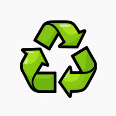 Obraz premium A green recycling symbol with three arrows on a white background