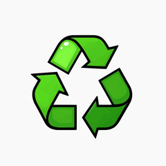 Obraz premium A green recycling symbol icon on a white background
