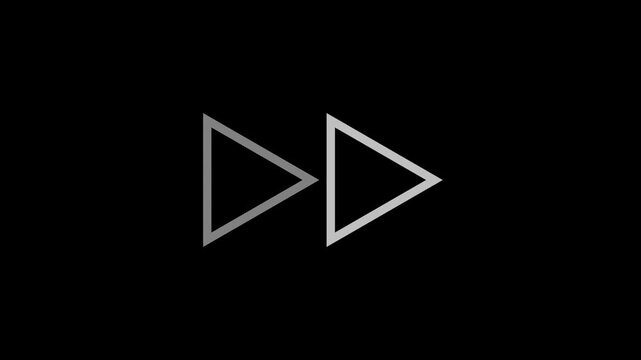 High-Quality Cinematic WhiteFast-Forward Media Icon: Double Arrow Symbol for Speed, Navigation, and Forward Motion on Solid Black Background &ndash; Versatile Digital Graphic for Video Editing and UI Design