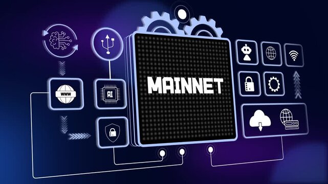 Mainnet blockchain technology for live cryptocurrency transactions, secure network protocol launch and digital finance web