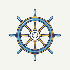 Obraz premium Nautical Ship's Wheel Icon, Steering Wheel, Marine Navigation Symbol, Vector Illustration
