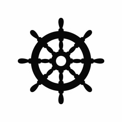 Obraz premium Black ship wheel icon vector