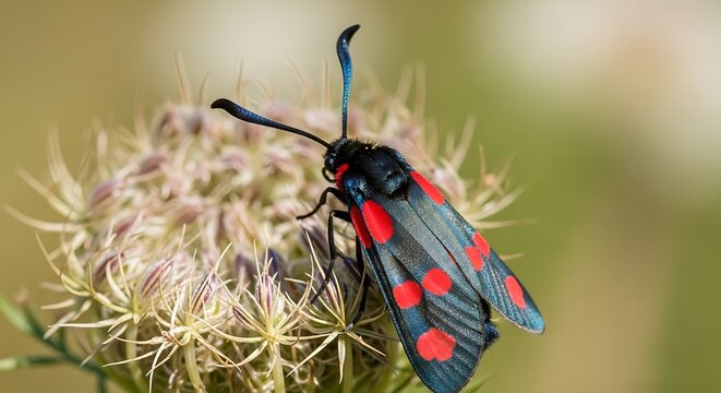 Six-spotted Burnet Moth on Teasel Flower.
