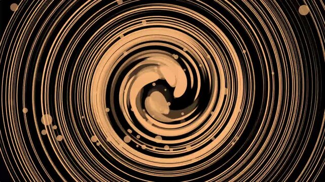Spiral vortex concentric rings and scattered dots background animation, high-contrast abstract swirl centered composition