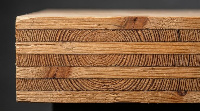 Engineered mass timber cross laminated structure close up showing layered wood construction used in modern sustainable architecture and carbon storing building systems