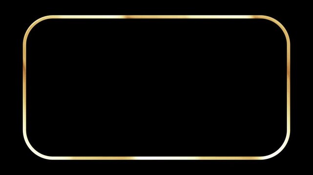Rounded rectangle gold border with circulating flowing golden light.alpha channel