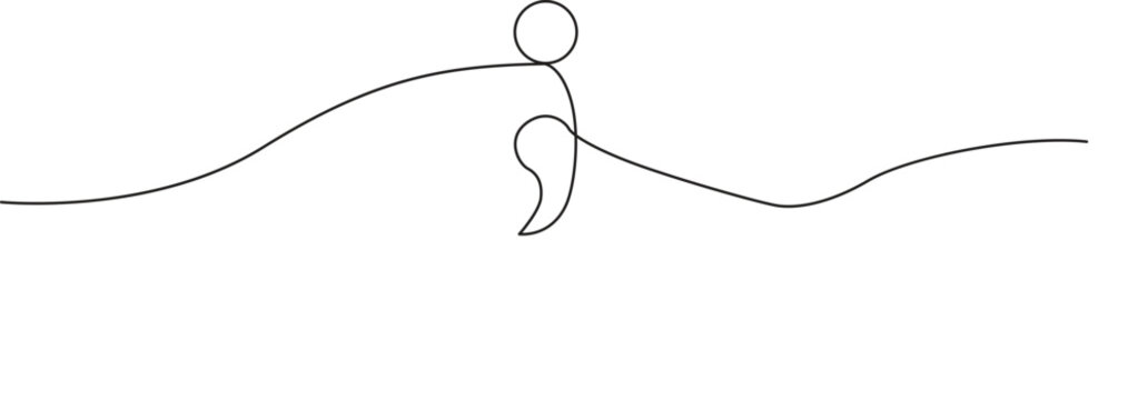 Illustration of minimalist line art semicolon symbol design