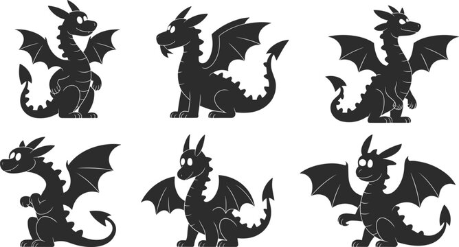 cute dragon vector, cartoon dragon character, dragon silhouette icon, fantasy dragon illustration, winged dragon cartoon, baby dragon mascot, mythical dragon creature