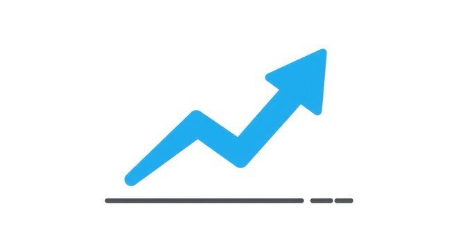 Abstract blue arrow pointing up illustrating growth and success