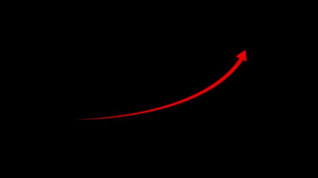 Growing business arrow on black. Profit arow .Business concept, growing chart. Concept of sales symbol icon with arrow moving up. arrow icon concenpt, 4k video