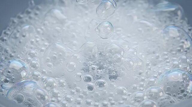 A cascade of soap bubbles creates a frothy and visually captivating display