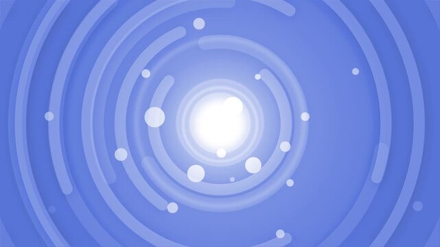 Abstract concentric circles with glowing center scattered bokeh dots animation, modern minimalist background animated