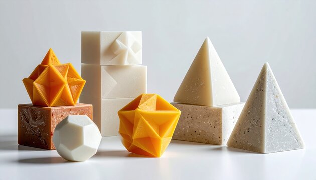 Array of 3D Printed Geometric Nutrient Blocks in Various Shapes and Textures
