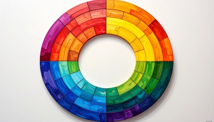 Obraz premium Vibrant rainbow color wheel puzzle circle abstract design background texture