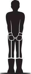 Black silhouette of a person in boots holding a tool male figure d