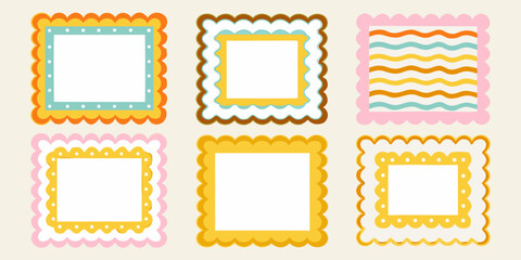 Obraz premium A collection of six colorful decorative vintage style picture frames