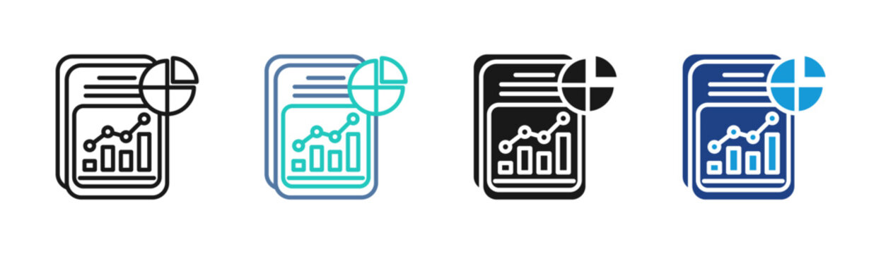Data Report icon set multiple style collection