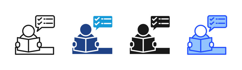Reading Survey icon set multiple style collection