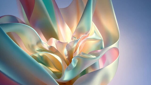 Colorful Abstract Flowing Silk Fabric with Soft Light and Curves