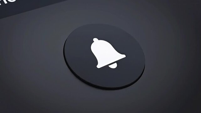 A video showcasing a computer mouse cursor clicking on a notification bell icon on a dark grey background