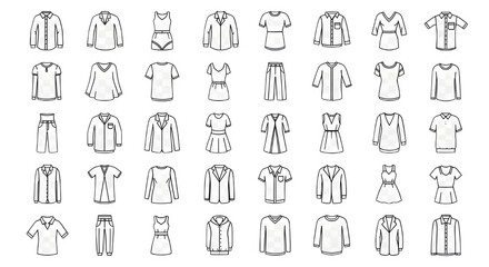 Collection of various clothing items for fashion and design