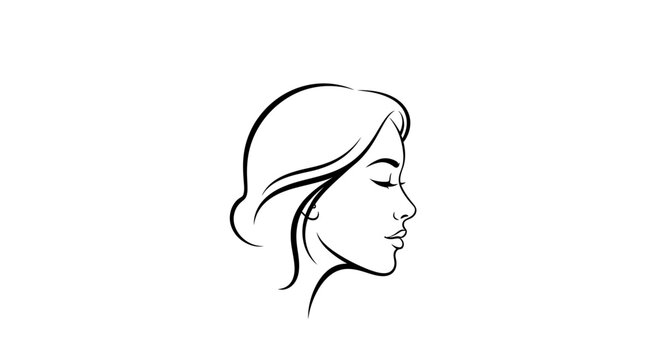 Minimalist line drawing of a woman's face in profile with closed eyes.