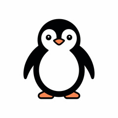 Adorable penguin cartoon character standing. Friendly arctic bird vector isolated on white background.