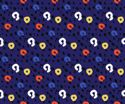 Hand drawn abstract seamless pattern colorful background. Vector.