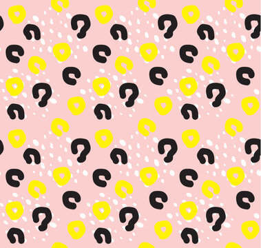 Hand drawn abstract seamless pattern colorful background. Vector.