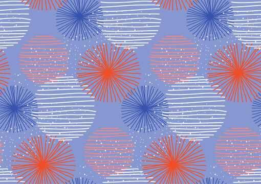 Hand drawn abstract seamless pattern colorful background. Vector.