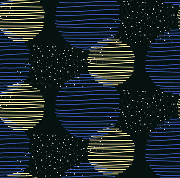 Hand drawn abstract seamless pattern colorful background. Vector.