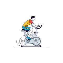 Obraz premium Man Exercising on Stationary Bike, Fitness and Cardio Workout Icon