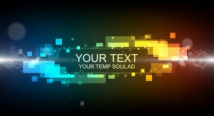 Obraz premium Dynamic colorful geometric shapes create an abstract background for personalized text.