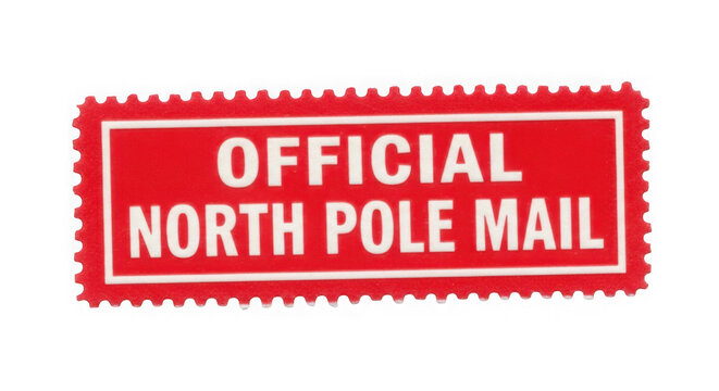Official north pole mail stamp isolated on transparent background