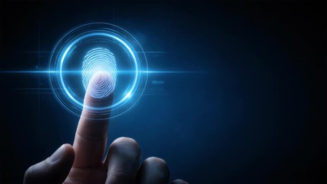 Finger Touching Digital Interface Button Symbol of Technology, Innovation, and Security in Connection and Interaction