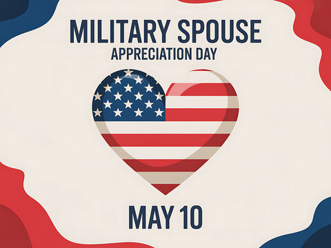 Military Spouse Appreciation Day May 10 American flag heart design