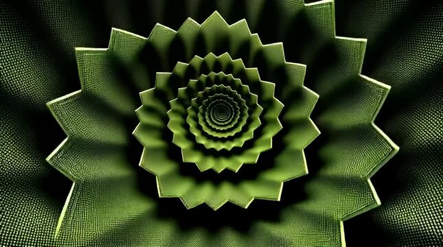 A vibrant green succulent displays intricate spiral patterns on its leafy surface.