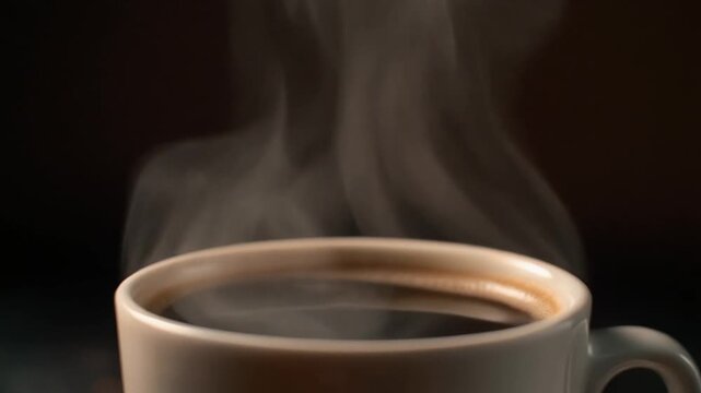 rising steam hot coffee macro smooth motion
