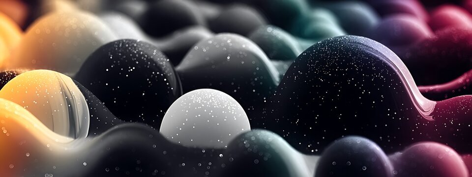 A group of pink and white eggs, stones, and chocolates is arranged with fresh blueberries and ripe currants in a sweet macro close-up of organic health food isolated on a white background