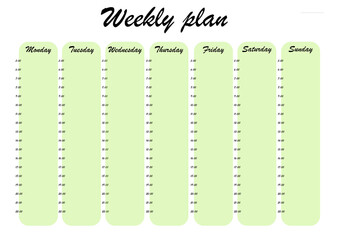 Weekly plan © Graf-Kat