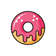 Fototapeta premium Pink Frosted Donut with Sprinkles, Sweet Treat, Dessert Icon, Isolated on White Background