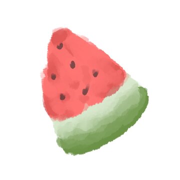 Fresh Red Watermelon Wedge on White