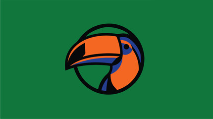 Fototapeta premium Toucan Bird Logo Design on Green Background.