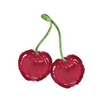 Fresh Red Cherries Isolated on White Background
