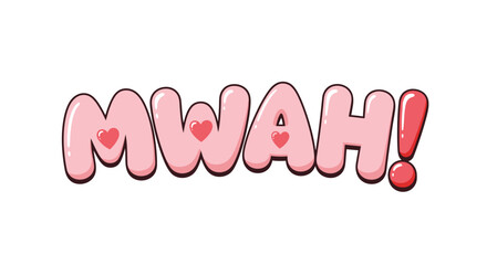 Obraz premium Playful pink MWAH! text with hearts and exclamation mark