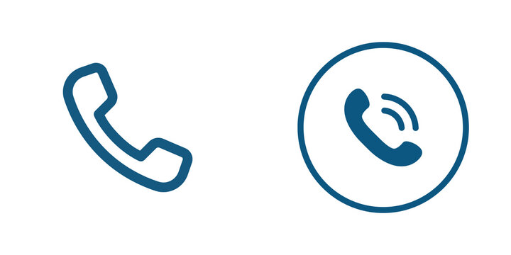 Blue telephone call and ringing icons isolated on transparent background