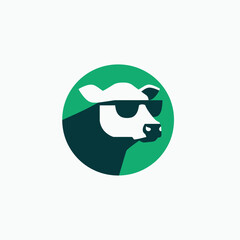 Fototapeta premium Cow Wearing Sunglasses Illustration Design.