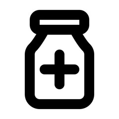 Fototapeta premium Medicine Bottle Icon, Pharmacy Prescription and Drug Storage Illustration, 24x24 Pixel Perfect, Editable Stroke Vector for Healthcare UI Design.