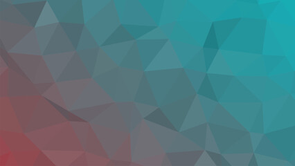 Fototapeta premium Abstract low poly geometric background with vibrant gradient from reddish grey to teal blue green